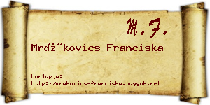 Mrákovics Franciska névjegykártya